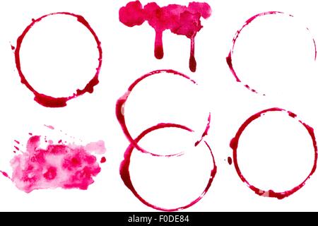 vectorized watercolor abstract wine splashes and blots set Stock Vector