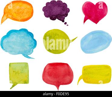 set of watercolor speech bubbles. vector illustration Stock Vector