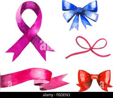 set of watercolor bows. vector illustration Stock Vector
