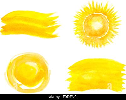 sun and splashes. watercolor vector illustration Stock Vector