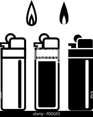Long Lighters icon in linear and silhouette style, vector Stock Vector