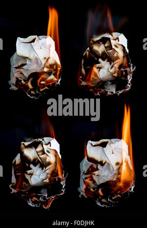 paper burning collection on black background Stock Photo