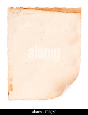 brown old paper isolated on white background Stock Photo