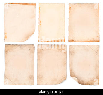 vintage old paper isolated on white background Stock Photo