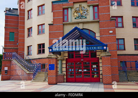 Leeds Magistrates Court building front entrance, West Yorkshire, England Stock Photo