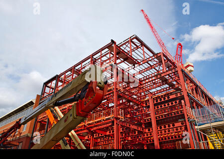 Steel frame building under construction, Central Square in Leeds will be multi use with offices and leisure retail. Stock Photo