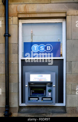 ATM machine (cash machine) outside a branch of TSB Bank in Fleetwood, Lancashire, UK Stock Photo