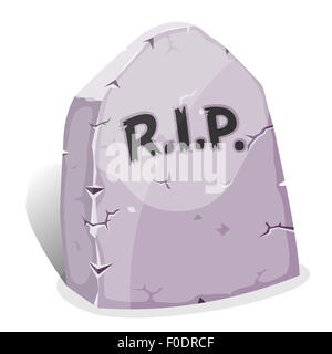 Illustration of a funny cartoon halloween tombstone for graveyard landscape with rest in peace inscription Stock Photo