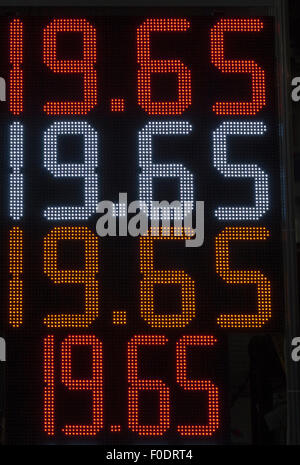 abstract outdoor electronic black display with the prices for different types of gasoline Stock Photo