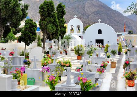 Greek orthodox graveyard on the island of Santorini Greece Stock Photo