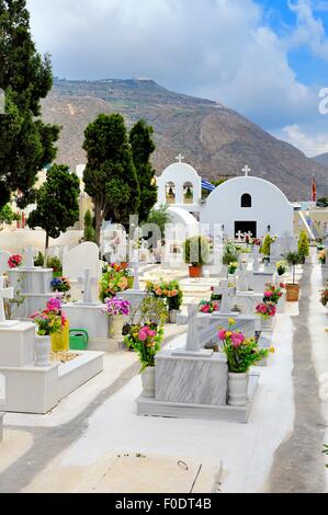 Greek orthodox graveyard on the island of Santorini Greece Stock Photo