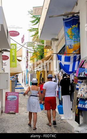 Shops in the capital city of Fira Santorini Greece Stock Photo