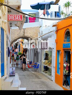 Shops in the capital city of Fira Santorini Greece Stock Photo