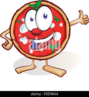 fun pizza cartoon with thumb up Stock Vector