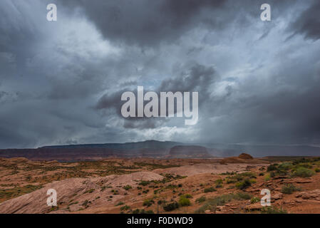 Rain Storm Clouds building up over the Desert Utah Landscape Stock Photo