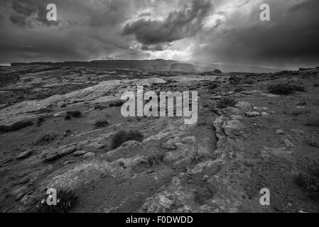 Rain Storm Clouds building up over the Desert Utah Landscape Stock Photo