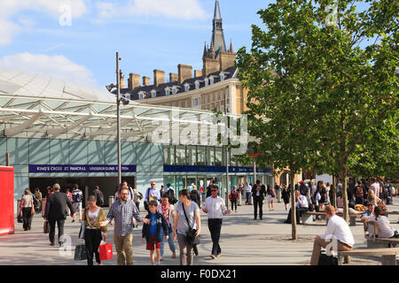 People around the entrance to King's Cross St Pancras Underground Station in London Stock Photo