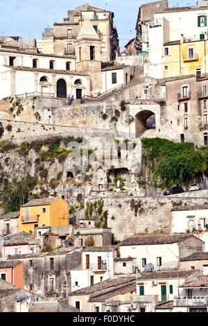 Hill view of charming historic baroque town of Ragusa Sicily Italy Stock Photo