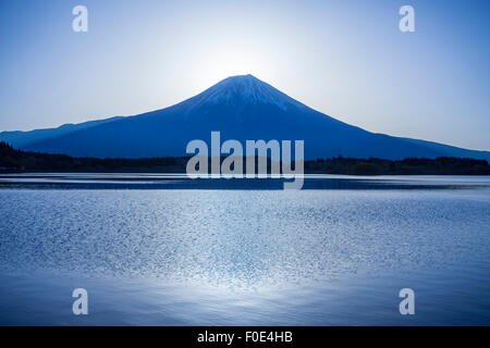 Mt. Fuji amd Lake Tanuki in Japan Stock Photo