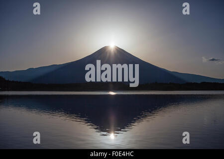 Mt. Fuji amd Lake Tanuki in Japan Stock Photo