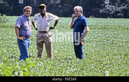 President Jimmy Carter and his brother Billy Carter are joined by a tenant farmer as they assess their summer peanut crop. 11th Nov, 2014. The Carters own tracts of farmland around Plains, Georgia along with a peanut warehouse in that city, although the President's holdings are held in a blind trust during his presidency. © Ken Hawkins/ZUMA Wire/Alamy Live News Stock Photo