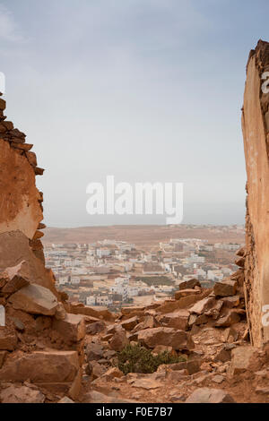 Detail of old colonial fort in Mirleft, a small town and rural commune in Tiznit Province of the Souss-Massa-Draa region Stock Photo