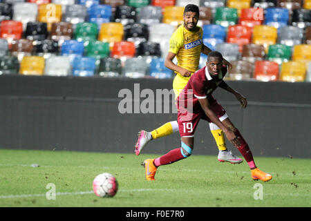 Udine, Italy. 13th August, 2015. Udinese's forward Rodrigo Sebastian Aguirre Soto (behind) during the friendly pre-season football match Udinese Calcio v El-Jaish Sports Club on 13th August, 2015 at Friuli Stadium in Udine, Italy. Credit:  Andrea Spinelli/Alamy Live News Stock Photo