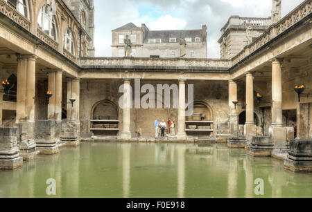 City of Bath,  England. Roman Baths.  Hot pool. Stock Photo