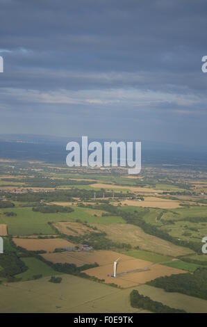 View above Merseyside with wind turbine Stock Photo