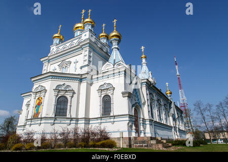 DOUGAVPILS, LATVIA - APRIL 28, 2015 : Side view of Orthodox Ss Boris and Gleb Cathedral in Dougavpils, Latvia. Stock Photo