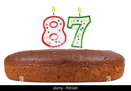 birthday cake with candles number eighty seven Stock Photo