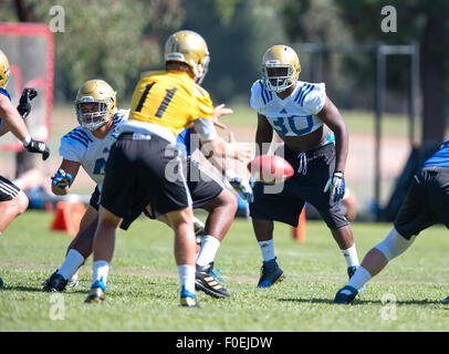 San Bernardino, CA. 10th Aug, 2015. UCLA linebacker(30) Myles Jack in action during the first day of fall practice on Monday, August 10, 2015 at Cal State San Bernardino College, San Bernardino, California. (Mandatory Credit: Juan Lainez/MarinMedia.org/Cal Sport Media) (Complete photographer, and credit required) © csm/Alamy Live News Stock Photo