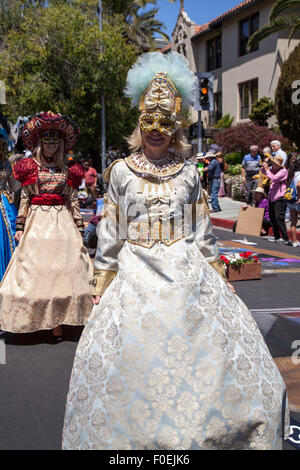 Carnival performers at Italian street painting festival, San Rafael, California, USA Stock Photo