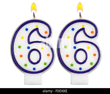 Birthday candles number sixty six Stock Photo