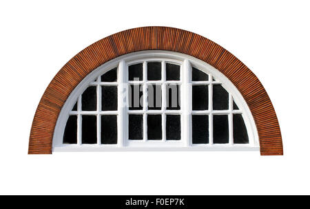 Oval window isolated on a modern red brick building. Stock Photo