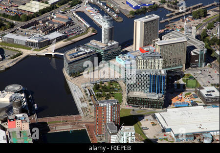 aerial view of Salford Quays near Manchester Stock Photo