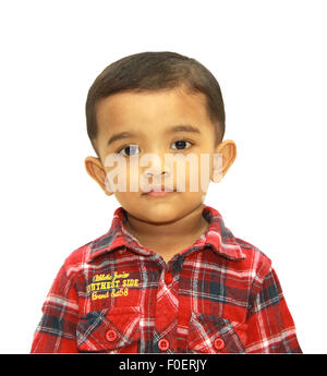 Adorable toddler in white background Stock Photo