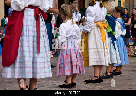 Traditional Costume and dancers at the Cider (Cidre) Festival in Nava,Asturias,Northern Spain Stock Photo