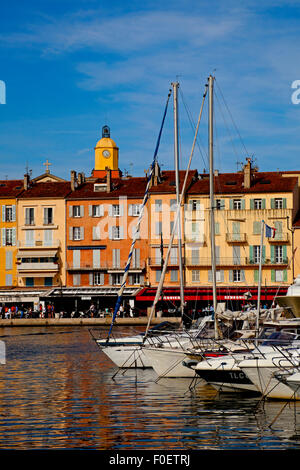 St Tropez harbour with yachts port Côte d'Azur France Stock Photo