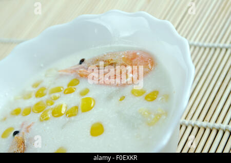 Corn crab soup - dish found in Chinese cuisine, American Chinese cuisine, and Canadian Chinese cuisine Stock Photo