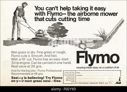 1960s advert. Magazine advertisement dated 1968 advertising Flymo hover mower.