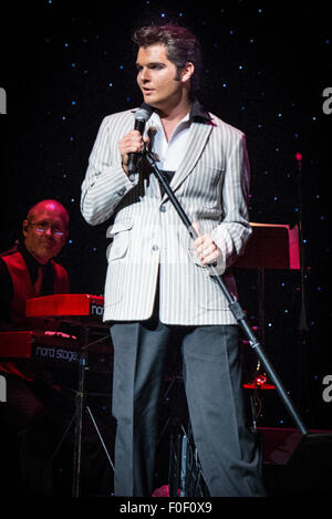 Memphis, Tennessee, USA. 12th Aug, 2015. Ben Thompson from London England at The 2015 Ultimate Elvis Tribute Artist Contest August 11 - 12 -13 2015 Orpheum Theatre, Memphis Tennessee Credit:  Catherine Brown/Alamy Live News Stock Photo