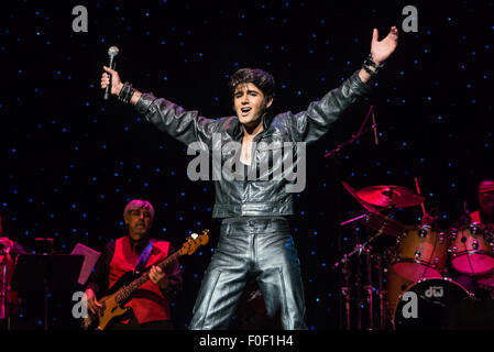 Memphis, Tennessee, USA. 12th August, 2015. Josh Davis  Sulphur Springs, Texas  USA at The 2015 Ultimate Elvis Tribute Artist Contest August 11 - 12 -13 2015 Orpheum Theatre, Memphis Tennessee Credit:  Catherine Brown/Alamy Live News Stock Photo