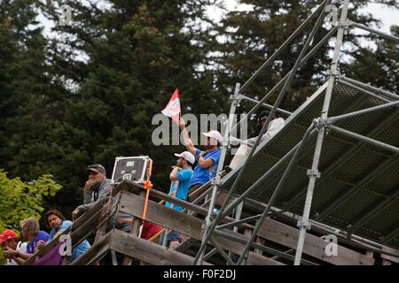Courchevel, France. 13th Aug, 2015. Ski Jumping World Cup, Grand Prix Men, 5th Grand Prix Competition, Courchevel (FRA), Large Hill Individual, Results Qualification, THU 13 AUG 2015 Credit:  Ania Freindorf/Alamy Live News Stock Photo