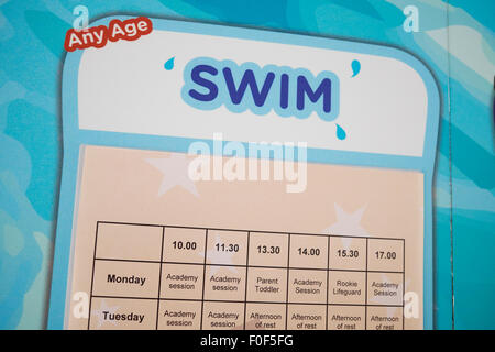 Any Age Swim Timetable Holiday Village Algarve Balaia Portugal Stock Photo