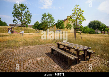 Bamberg, Germany. 14th Aug, 2015. A picnic table outside the 'Warner Barracks' former US military base in Bamberg, Germany, 14 August 2015. The site is intended to become the second reception centre for asylum seekers from the Balkans. PHOTO: NICOLAS ARMER/DPA/Alamy Live News Stock Photo