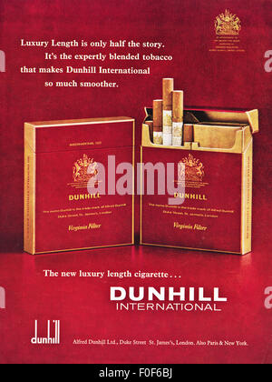 Advertisement for DUNHILL filter tipped cigarettes by Royal Appointment ...