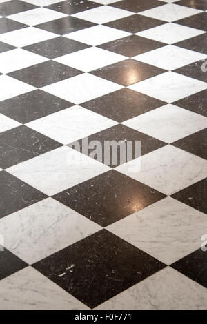 floor with black and white tiles Stock Photo