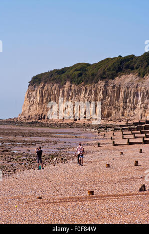 Shingle Beach and Cliffs On The east Sussex Coastline at Pett Level England UK Stock Photo