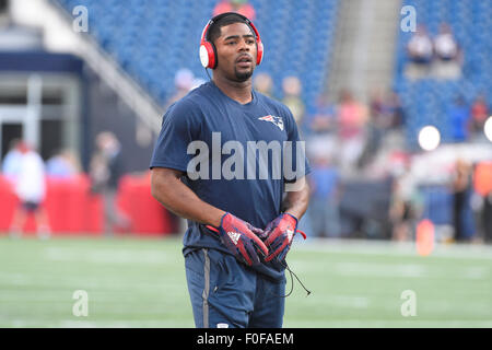 August 13, 2015: New England Patriots defensive back Dax Swanson (25)  leaves the field after the NFL pre-season game between the Green Bay  Packers and the New England Patriots held at Gillette